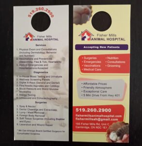 Doorhanger of the Fisher Mills Animal Hospital